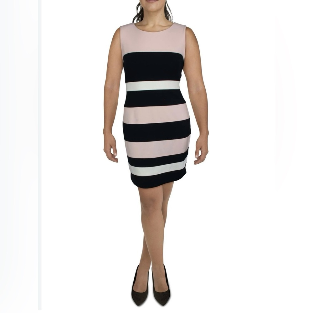 TOMMY HILFIGER Elegant Black and Pink Striped Dress - Picture 2 of 11